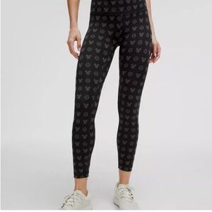 Lululemon x Disney Black Mickey Mouse Women's Wunder Train Tights Size 8